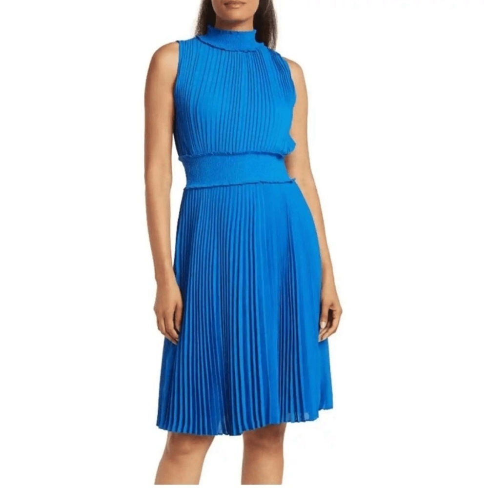 Nanette by Nanette Lenore Cobalt Sleeveless Pleated Midi Dress Sz2​​​